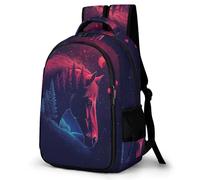 WECECE Horse Illustration Book Bag Durable Girls Ages 9-13 Animal Design Backpack Boys Year 7-9 School Backpack for Students 13.3 Inch Laptop Rucksack Back to School Gift