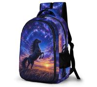WECECE Horse Pattern Backpack Students Ages 6-13 Animal Horse Book Bag Boys Primary School Fashion School Bag for Teens 16.5 Inch Laptop Rucksack Spring Outing