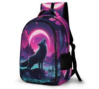 WECECE Howling Wolf Pattern School Backpack, 3D Printed Backpacks, School Bags Wolves Back Pack Casual Travel Rucksack Girls Large Capacity Daypack