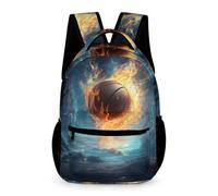 WECECE Ice And Fire Basketball School Backpack For Girls Boys Basketball Backpack With Pocket Fashion School Bag Kids Bookbag
