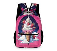 WECECE Ice Cream Motif Daypack for Boys 6-12 Years Food Theme Backpack for Girls Years 2-4 Primary Kids Lightweight Bookbag Front Pocket Side Pockets School Trips Travel