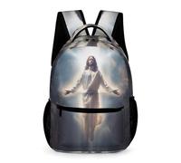 WECECE Jesus Christian Backpack Boys Age 9 Primary Kids Jesus Print School Bag Year 4 Girls Lightweight Durable Rucksack Book Bag 43x32x15cm for Daily Lessons Books Notebooks