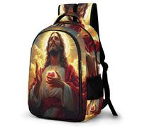 WECECE Jesus Christian Pattern School Backpack Students Age 10-16 Jesus Design Book Bag Boys Year 5-7 Fashion Backpack Rucksack for Teens 14 Inch Laptop School Bag Day Trips