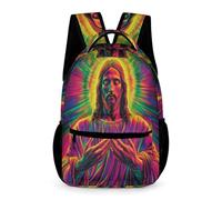 WECECE Jesus Motif School Bag Boys Age 6 Primary Kids Jesus Christian Pattern Rucksack Year 1 Girls Modern Backpack Bookbag 43x32x15cm for Daily Lessons Books Notebooks