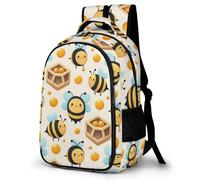 WECECE Kawaii Bee Backpack, School Bags for Boys Girls, Large Capacity Primary Elementary Middle School Bag, Cute Backpacks Durable Animal Bookbag for Kids Children