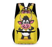 WECECE Kawaii Cow Motif Daypack School Kids for Boys Age 9 Cattle Rucksack for Girls Years 4-6 Primary Kids Lightweight Printed Backpack Daily Items Travel Outdoor Daily Use