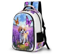 WECECE Kawaii Dog Motif Backpack School Bag Travel Daypack Puppy Print Rucksack for Students Boys Girls, Laptop Backpack