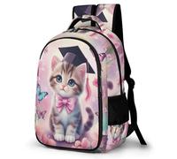 WECECE Kawaii Girls Backpack Butterfly Kitten for Kids School Bag Cat Motif Childrens Backpacks for Boys,Bookbag Butterfly Kitten Rucksack