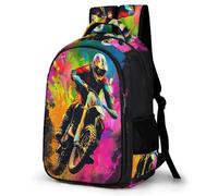 WECECE Kawaii Girls Backpack Motorcycle for Kids School Bag Graffiti Moto Motif Childrens Backpacks for Boys,Bookbag Motorcycle Rucksack