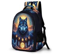 WECECE Kawaii Girls Backpack Wolves for Kids School Bag Wolf Dreamcatcher Childrens Backpacks for Boys,Bookbag Wolves Rucksack