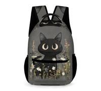 WECECE Kawaii Kitten Backpack School Kids Age 12 Older Kids Black Cat Print Rucksack Year 7 Students Modern School Bag Bookbag 43x32x15cm for Birthday Gift Books Notebooks