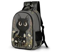 WECECE Kawaii Kitten Daypack Boys 12 Year Olds Black Cat Print Bookbag Girls Primary School Durable Backpack for Kids and Teens Daily Use Hiking Day Trips Birthday Gift