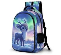 WECECE Kawaii Reindeer Motif Backpack Kids Ages 8-12 Cute Deer Print School Bag Students Junior School Modern Bookbag for Kids and Teens Travel Hiking Day Trips Birthday Gift