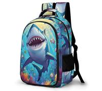 WECECE Kawaii Shark Pattern Daypack Kids Ages 12-16 Marine Life Bookbag Students Year 10 Trendy School Bag for Kids and Teens Back to School Gift Outdoor Travel Daily Use