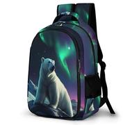 WECECE Kids Aurora And Polar Bear School Backpack for Boys Girls 11-16 Years Animal Print Rucksack Refrigerator Door Backpacks for Year 5-9 and Travel Hiking and Day Trips