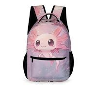 WECECE Kids Axolotl Motif Daypack 9-13 Years for Boys Salamander School Backpack for Girls Year 3 Lightweight with Side Pockets Backpack Books Water Bottle Outdoor Day Trips