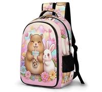 WECECE Kids Backpack Capybara Rabbit, Lightweight School Bag for Girls Boys Cute Toddler Backpack Preschool Rucksack Bag with Animal
