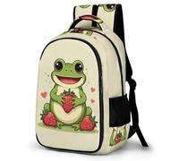WECECE Kids Backpack Cute Frog, Lightweight Cute Backpack for Girls Age 8-15, School Bag with Small Animal, Cute Children Rucksack for School Travel