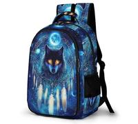 WECECE Kids Backpack Dreamcatcher Wolf School Bag for 8-16 Years Boys Girls, Large Wolves Bag Capacity Primary Children's Backpack
