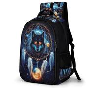 WECECE Kids Backpack for Boys, Schoolbag Dreamcatcher Wolves Large Capacity Students Bookbag Rucksack Wolf Knapsack for Girls Teen