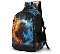 WECECE Kids Backpack for Boys, Schoolbag Ice And Fire Football Large Capacity Students Bookbag Rucksack Soccer Knapsack for Girls Teen