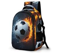 WECECE Kids Backpack for Boys, Schoolbag Water Fire Football Large Capacity Students Bookbag Rucksack Soccer Knapsack for Girls Teen
