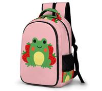 WECECE Kids Backpack Frog Pattern Girls School Bag Strawberry Animal Back Pack for Girls 7 8 9 10 12 Years Old Children's Backpacks Large Travel Bookbag
