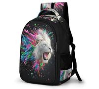 WECECE Kids Backpack Girls Boys, Cute School Bag Colourful Lion Rucksack for Primary/Elementary School Bookbag with Art Animal