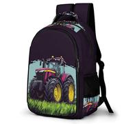 WECECE Kids Backpack Girls Boys, Cute School Bag Tractor Rucksack for Primary/Elementary School Bookbag with Car Pattern