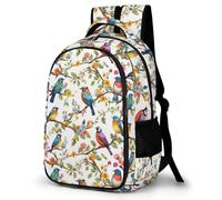 WECECE Kids Backpack, Lightweight Birds Colorful Print Backpack for Girls Age 7-12, Primary Cute School Bag with Plant Leaves, Fits A4 Books