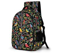 WECECE Kids Backpack, Lightweight Colorful Birds Backpack for Girls Age 7-12, Primary Cute School Bag with Plant Leaves, Fits A4 Books