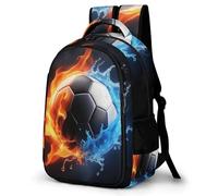 WECECE Kids Backpack, Lightweight Fire Water Soccer Backpack for Girls Age 7-12, Primary Cute School Bag with Football, Fits A4 Books