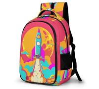 WECECE Kids Backpack, Lightweight Rocket Motif Backpack for Girls Age 7-12, Primary Cute School Bag with Rocket Design, Fits A4 Books
