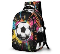 WECECE Kids Backpack Soccer Ball Colourful, Lightweight Cute Backpack for Girls Age 8-15, School Bag with Football, Cute Children Rucksack for School Travel