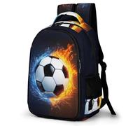 WECECE Kids Backpack Water Fire Football School Bag for 8-16 Years Boys Girls, Large Soccer Bag Capacity Primary Children's Backpack
