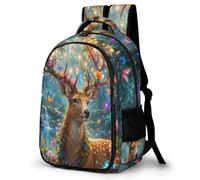 WECECE Kids Backpack with Deer for Secondary School Girls Animal Deer Backpack Age 8-13, 16.5 Inch Laptop School Bag Lightweight and Durable for Travel Hiking and Day Trips