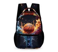 WECECE Kids Basket Ball Design Daypack Age 9 Students for Boys Fire Motif Rucksack for Girls Years 3-5 with Front Pocket Bookbag Books Water Bottle Outdoor Day Trips