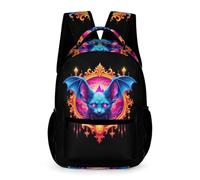 WECECE Kids Bat Pattern School Backpack 9-13 Years Kids for Boys and Girls Gothic Theme Backpack Year 3 Lightweight Rucksack Books Stationery Bottle Travel Outdoor Daily Use