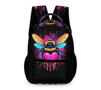 WECECE Kids Bee Motif Bookbag 10-13 Years Kids for Boys and Girls Heart Shape School Backpack Year 6 Lightweight Durable School Bag Books Water Bottle Travel Outdoor Daily Use