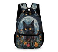 WECECE Kids Black Cat School Backpack Age 13 for Boys and Girls Animal Kitten School Bag Years 3-5 Lightweight Printed Daypack Front Pocket Side Pockets Spring Outing Travel