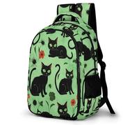 WECECE Kids Black Kitten Backpack, School Bag for Boys Girls, Durable Polyester Cat Animal Sports Backpack, Large Capacity