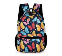 WECECE Kids Butterflies Backpack Age 12 Kids for Boys Colorful Butterfly Bookbag for Girls Years 4-6 Durable Daily Rucksack Books Stationery Bottle Outdoor Day Trips