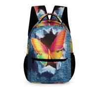 WECECE Kids Butterfly Print School Bag Age 7 Students for Boys 3D Butterfly Daypack for Girls Year 6 Lightweight Bookbag Books Stationery Bottle Autumn Trip Daily Use