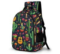 WECECE Kids Cactus Flowers School Backpack, Student Boogbag, Lightweight Durable Plants Cacti Rucksack for Boys Girls Teenagers, Daypack for Travel, Days Out, Laptops