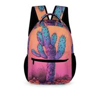 WECECE Kids Cactus Pattern Backpack Age 11 School Kids for Boys Plants Cacti Daypack for Girls Years 1-3 Durable Bookbag Front Pocket Side Pockets Back to School Gift