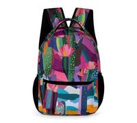 WECECE Kids Cactus Print Bookbag Age 12 Primary for Boys Girls Plants Cacti Motif Backpack Year 2 Lightweight Rucksack Books Bottle Umbrella Spring Outing Travel