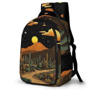 WECECE Kids Cactus Print School Backpack Age 8-14, Girls School Backpack, Boys Plants Cacti Motif Bookbag, Stylish Durable for Primary Years and Outdoor Travel and Spring Trip