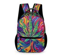 WECECE Kids Cannabis Leaves School Bag Age 9 Students for Boys Plant Print Daypack for Girls Year 3 with Front Pocket Rucksack Books Water Bottle Autumn Trip Daily Use