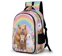 WECECE Kids Capybara Rabbit School Backpack, Student Boogbag, Lightweight Durable Animal Rucksack for Boys Girls Teenagers, Daypack for Travel, Days Out, Laptops