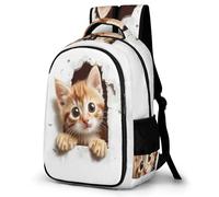 WECECE Kids Cat 3D Print Back pack Ages 10-15, Boys Bookbag, Girls Animal Kitten Motif Daypack for Year 4-8, Lightweight, Stylish and Durable for Spring Outing and Autumn Trip